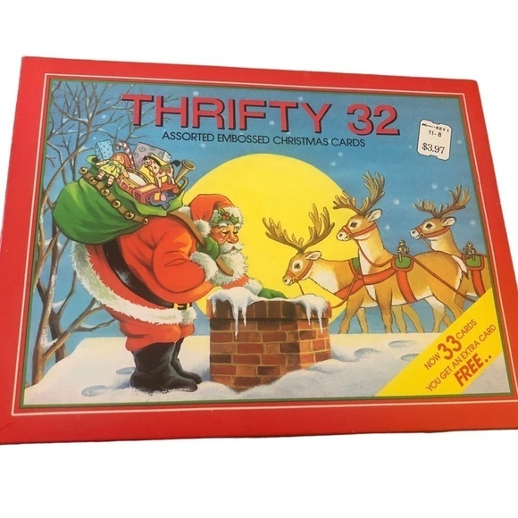 VTG Christmas Cards 32+ Envelopes Boxed Set Variety of Styles Retro Repeats - Picture 2 of 6